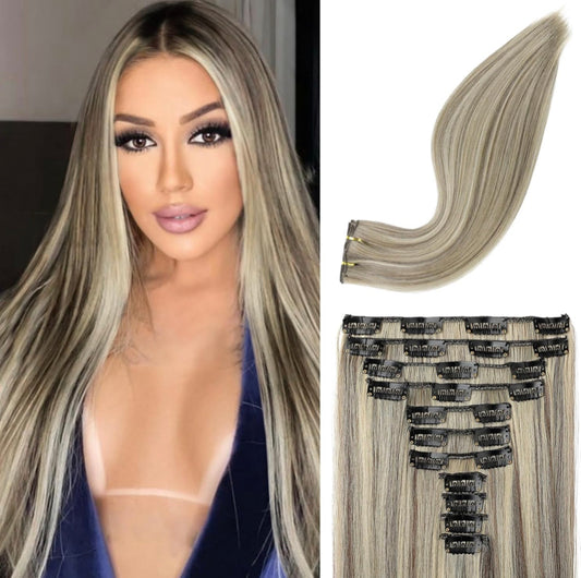 EXTENSIONES LACIAS DE CLIP Color - Ash brown w Platinum blonde