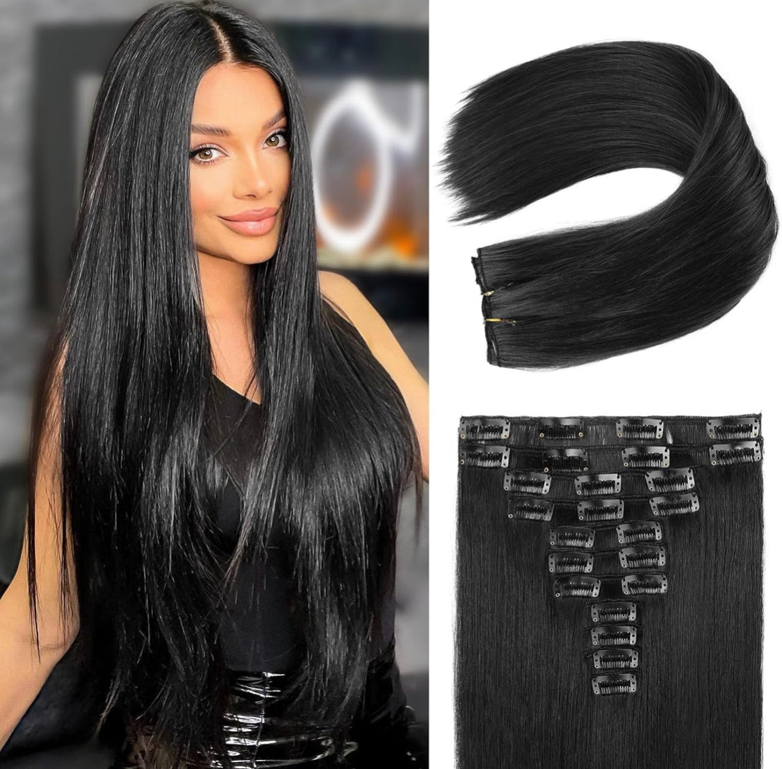 EXTENSIONES LACIAS DE CLIP Color - Black