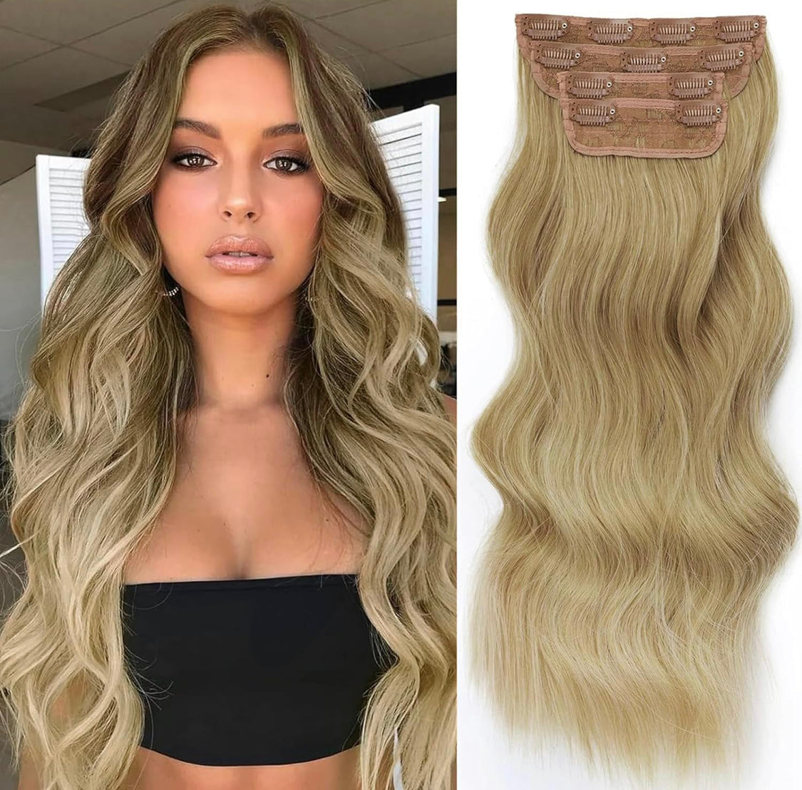 EXTENSIONES DE CLIP ONDULADAS Color - Brown Blonde