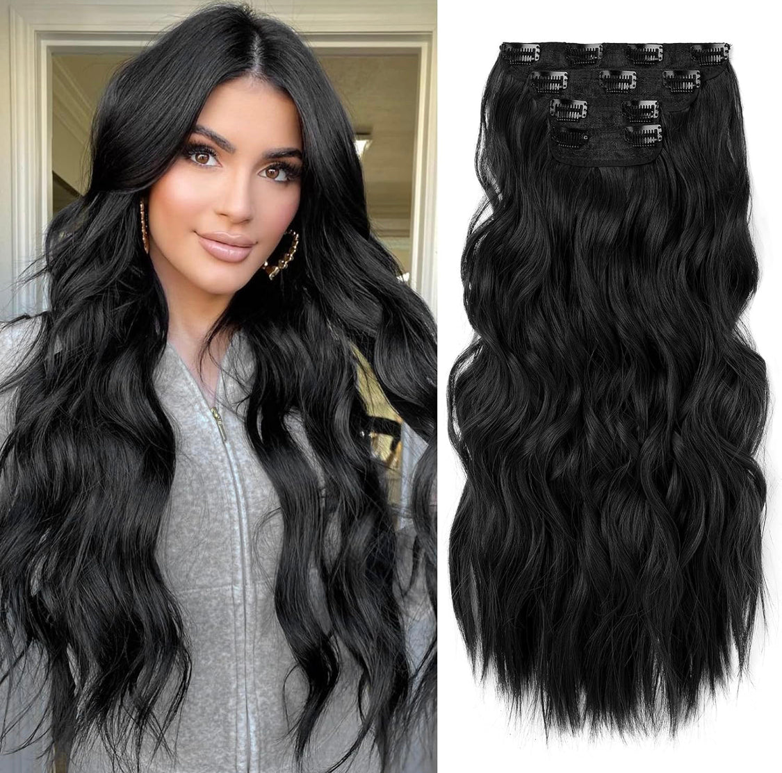 EXTENSIONES ONDULADAS DE CLIP Color - Black