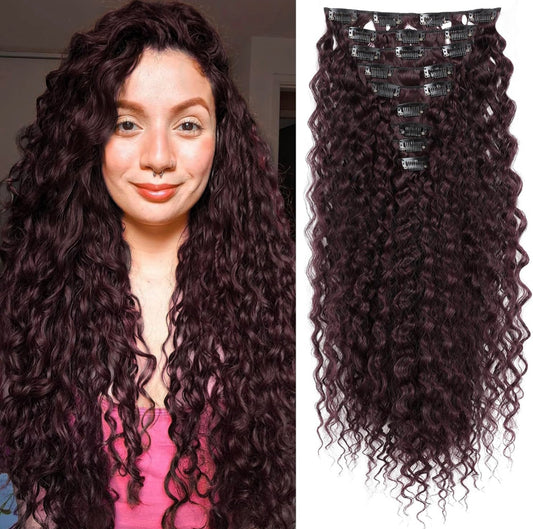 EXTENSIONES RIZADAS DE CLIP Color - Burgundy