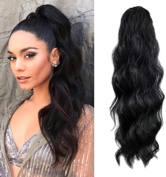 PONYTAIL WAVY "Black" 1b  CABELLO 100% HUMANO