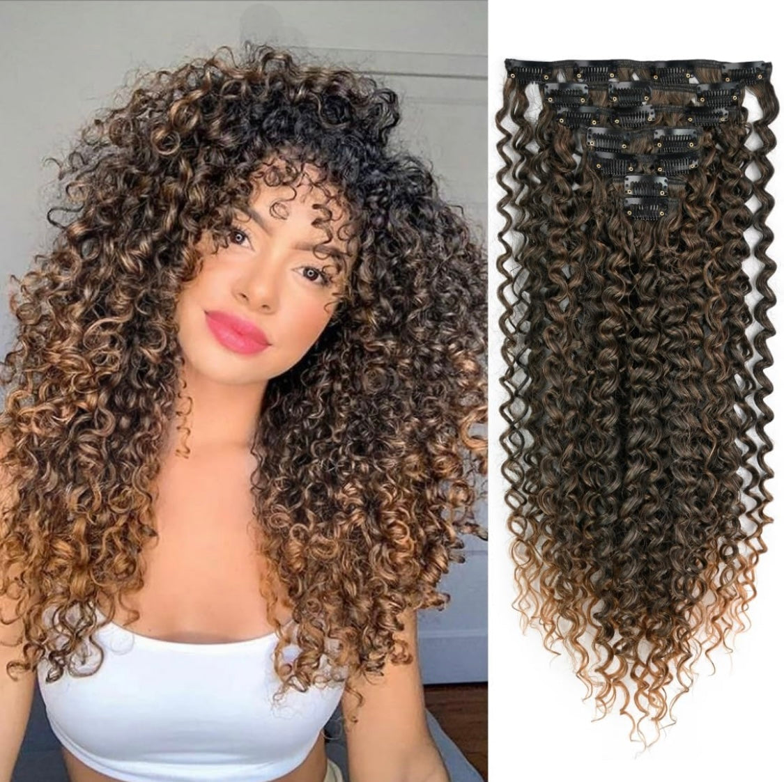 EXTENSIONES DE CLIP RIZADAS  Color - Honey