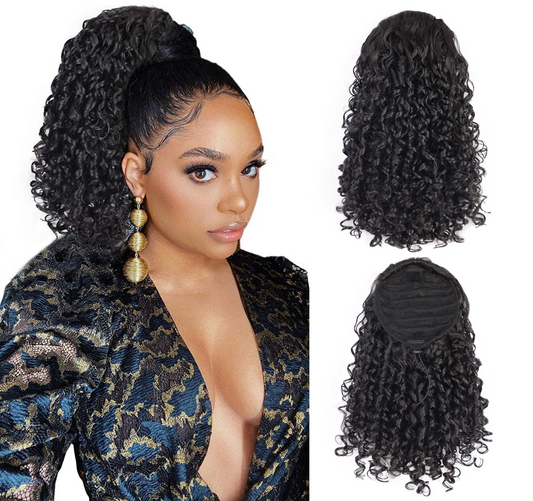 PONYTAIL "Curly Black 14 in" CABELLO 100% HUMANO